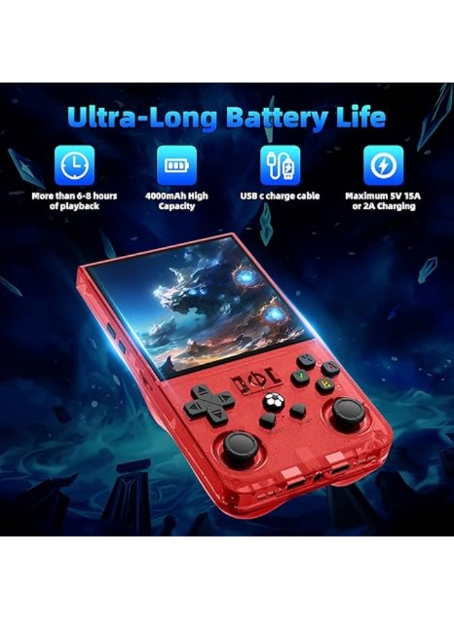 Wheels R36MAX Retro Handheld Game Console, 4.0 Inch IPS Screen Retro Gaming Console,Linux System, 4000mAh Battery Portable Pocket Mini Arcade, Built-in 64G, Red - Image 2